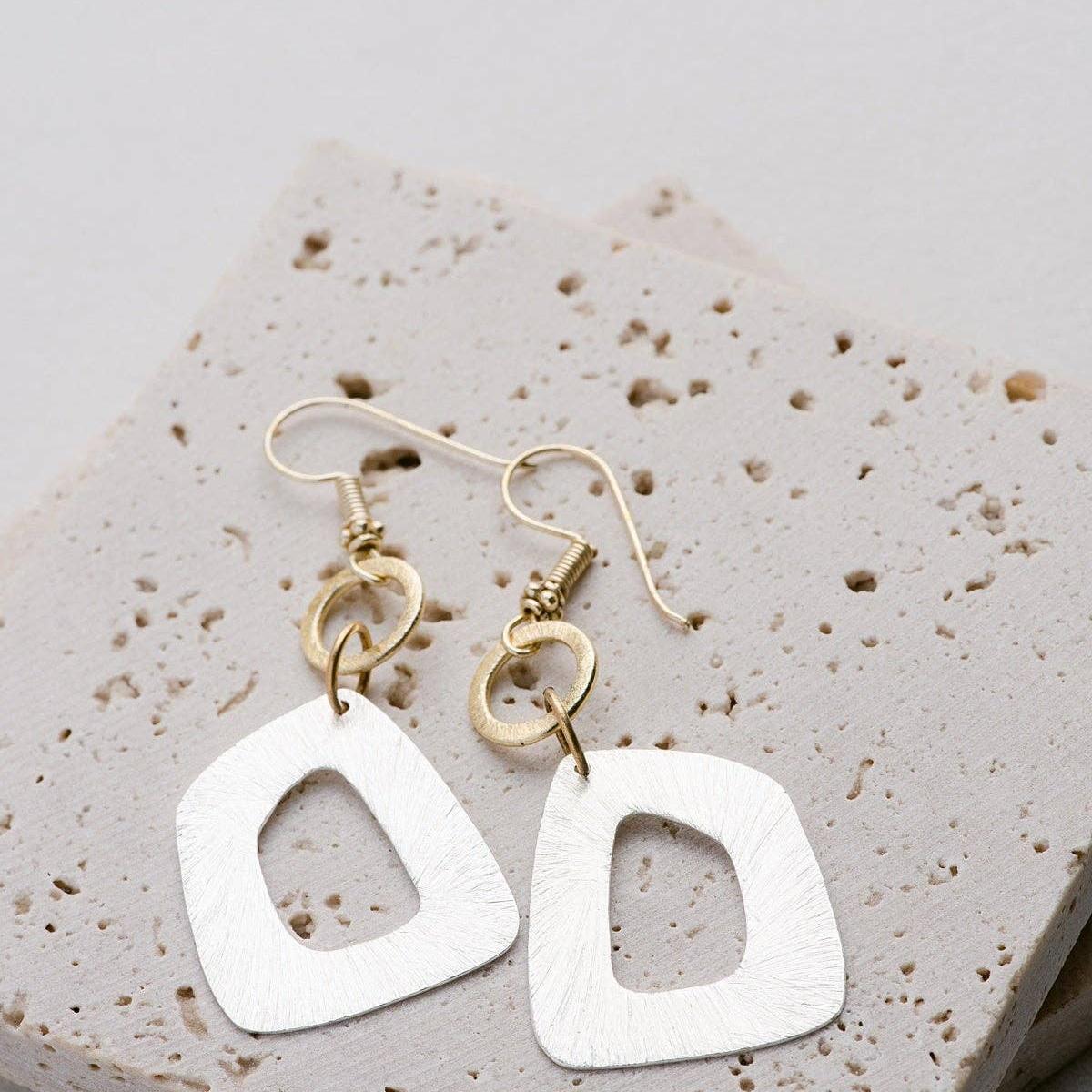 Off Kilter Earrings: Gold Block