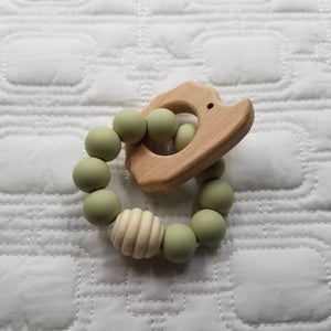 Beech Wood Hedgehog Silicone Bead Teether Ring