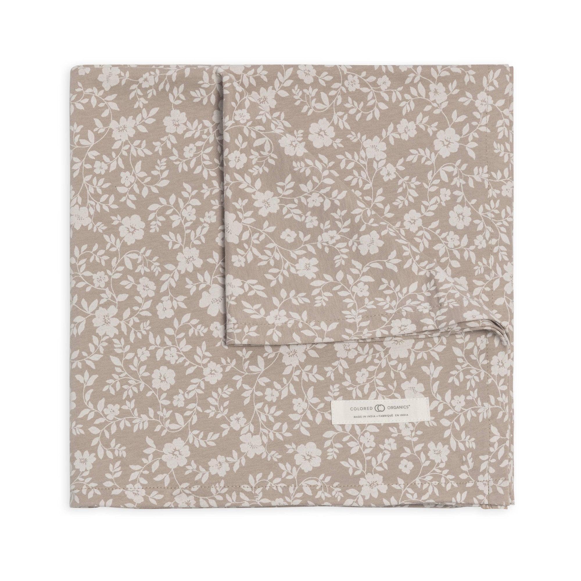 Organic Baby Swaddle Blanket - Nicola Floral / Beige