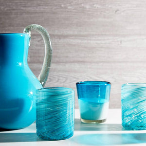 Handblown Glass Pitcher - Aqua
