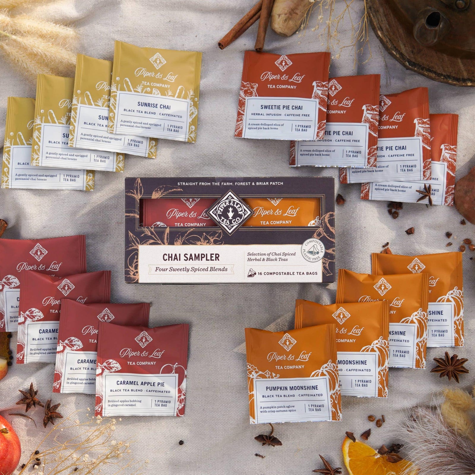 Chai Sampler- Box of 16 Individually Wrapped Tea Bags