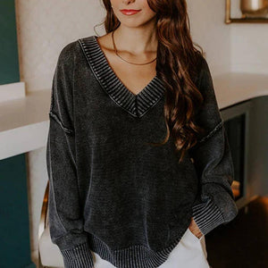 Black Mineral Wash Sweater