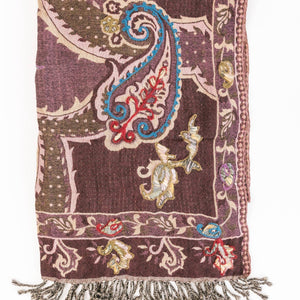 Woven Embroidered Women's Wool Wrap: Salmon