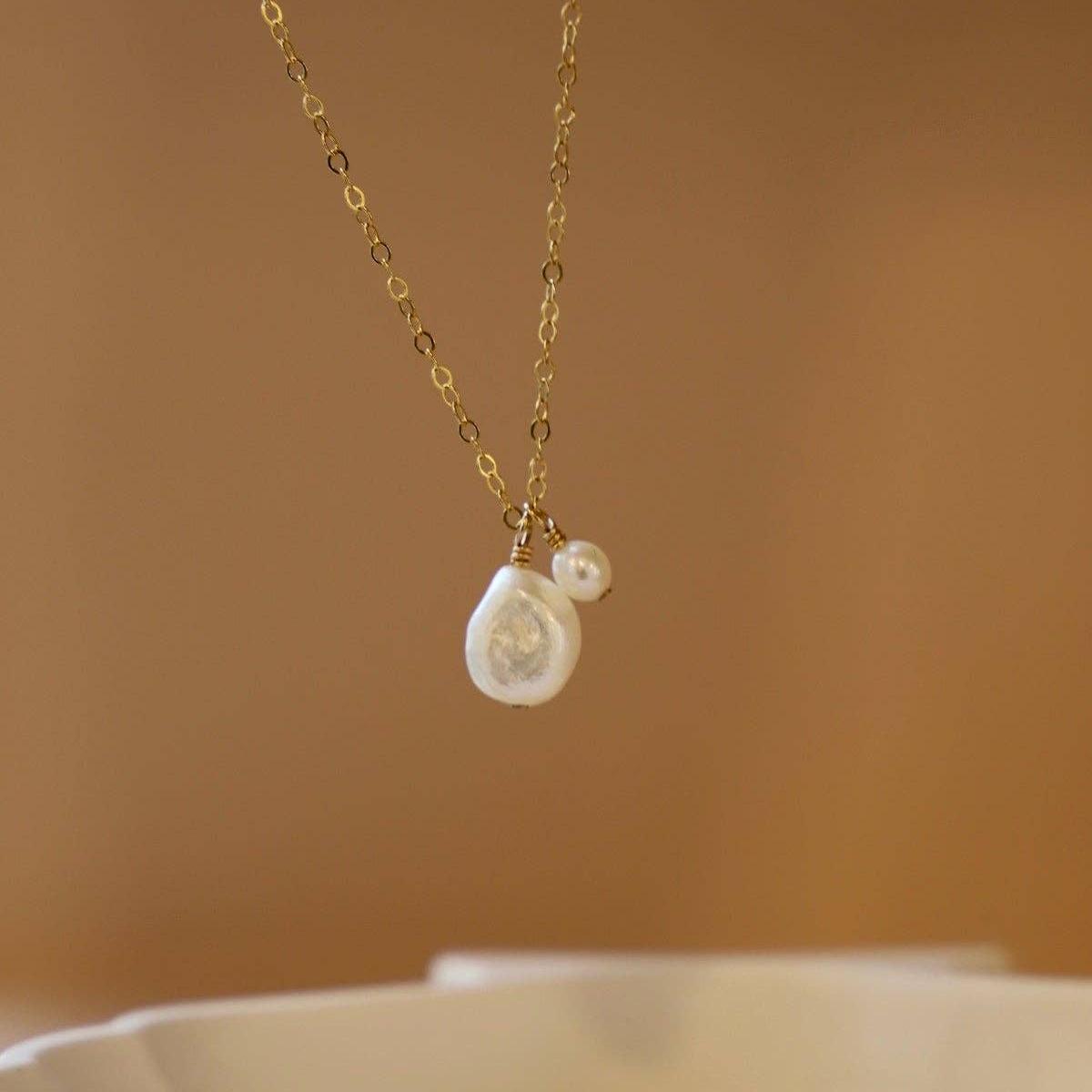 Double Pearl Drop Necklace