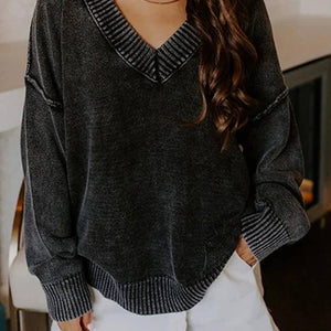 Black Mineral Wash Sweater