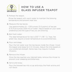 Fox Run Glass Teapot with Infuser, 4 Cup Clear Tea Pot