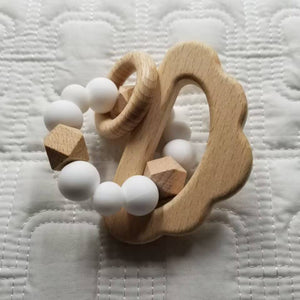 Cloud Beech Wood & Silicone Teether Rattle