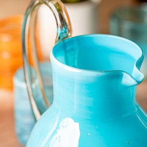 Handblown Glass Pitcher - Aqua