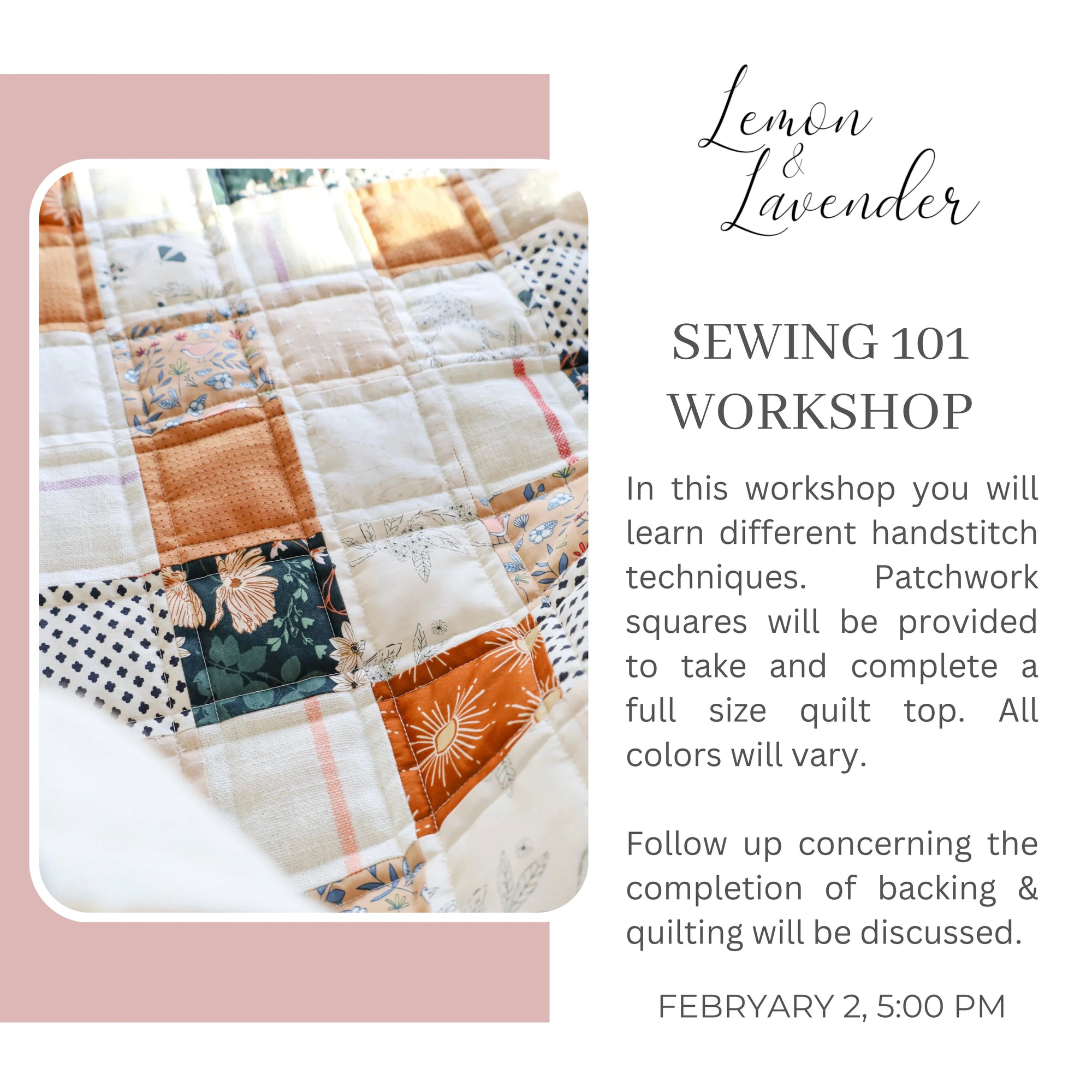 Sewing 101 Workshop Feb 2nd, 5:00 pm