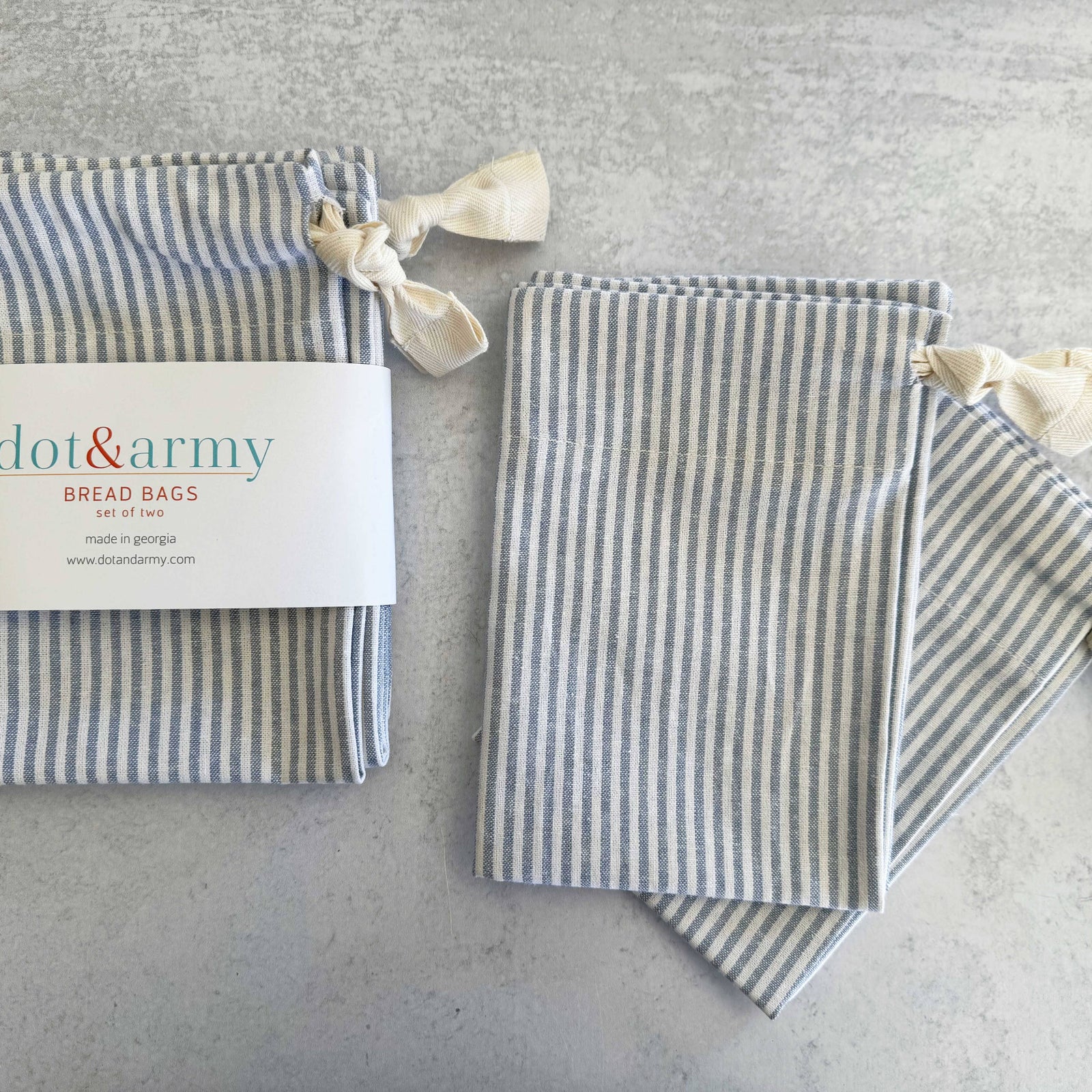 Stripe Linen Bread Bags,  Dusty blue