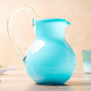 Handblown Glass Pitcher - Aqua