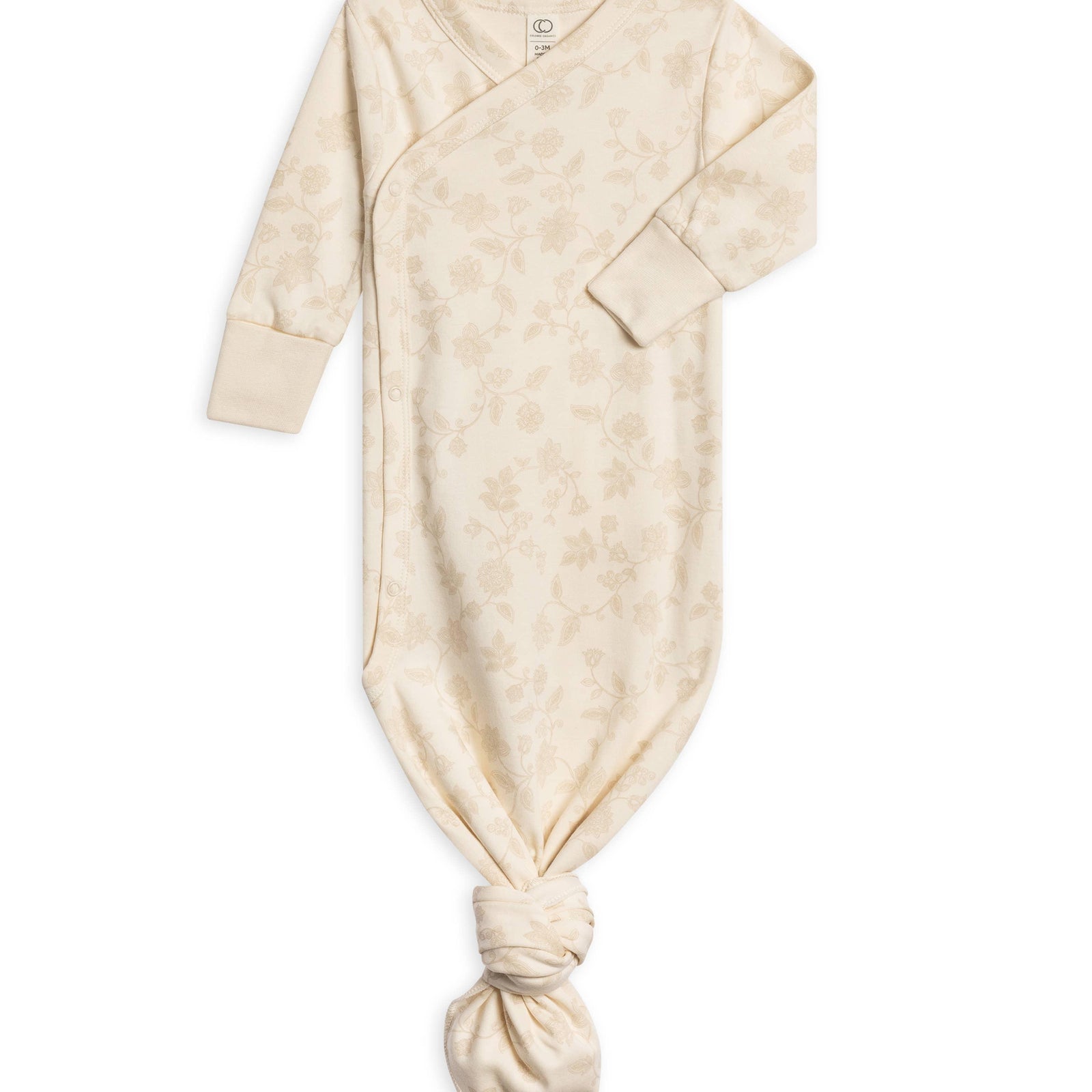 Organic Newborn Indy Kimono Gown - Aria Floral / Beige