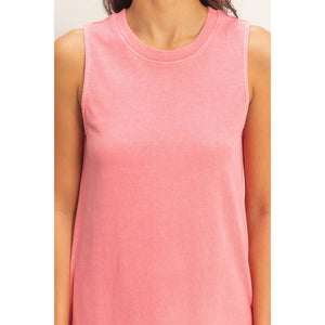 Pigment Dyed Sleeveless Mini Dress: TAFFY PINK