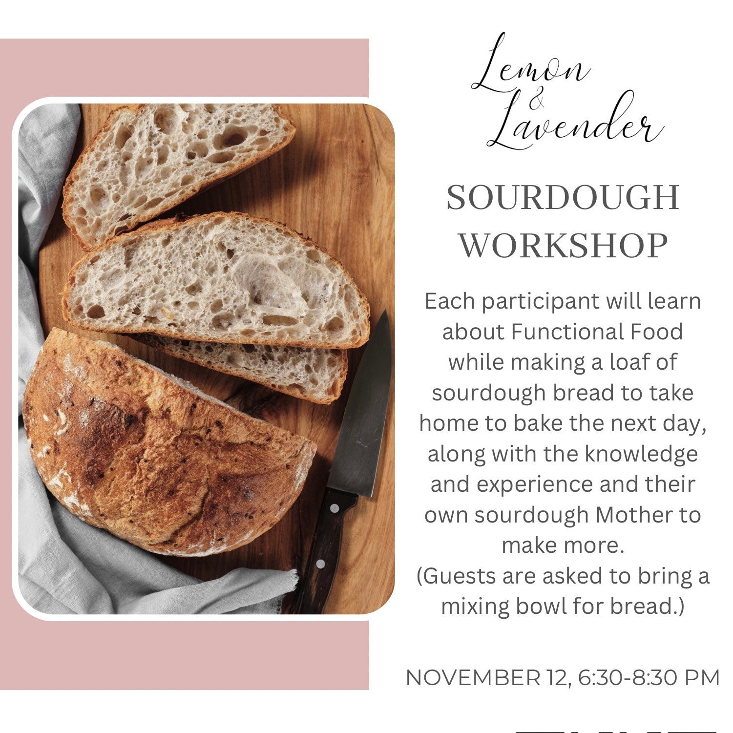 Sourdough 101 Workshop - November 12th 6:30