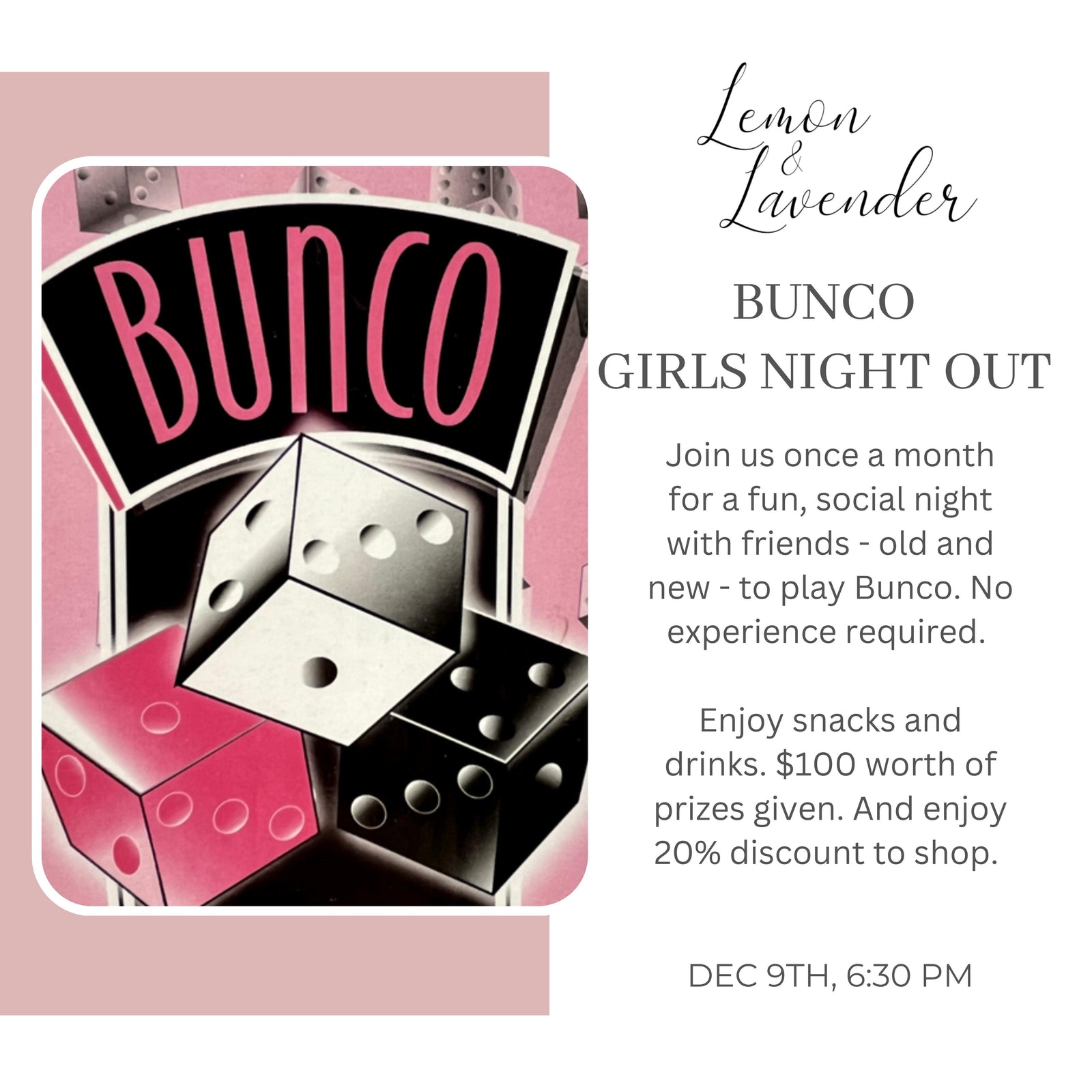 Bunco - December 9th, 6:30 PM
