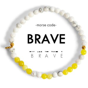 Morse Code Bracelet | BRAVE: Emerald Quartz & Green Aventurine