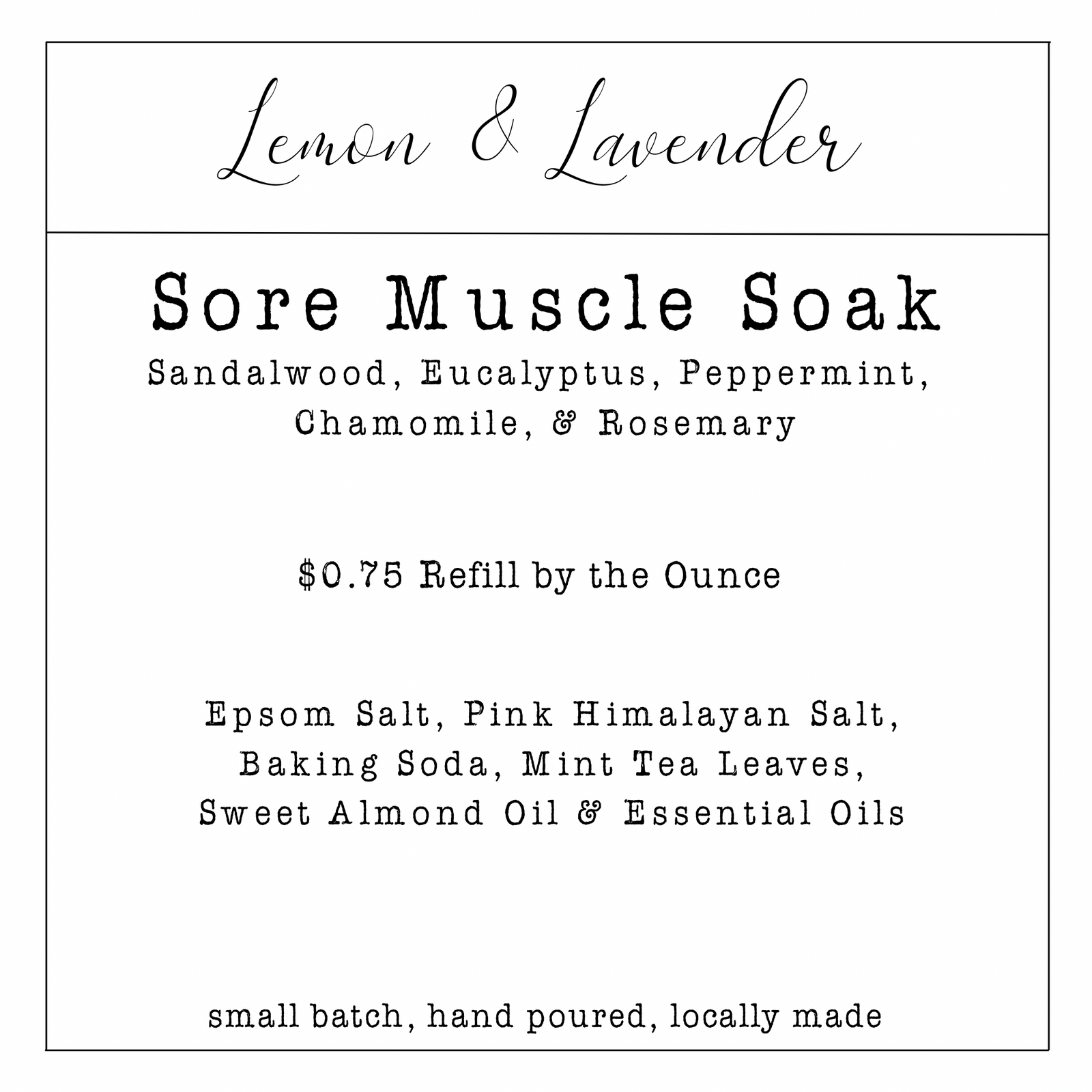 Sore Muscle Soak from the Refillery