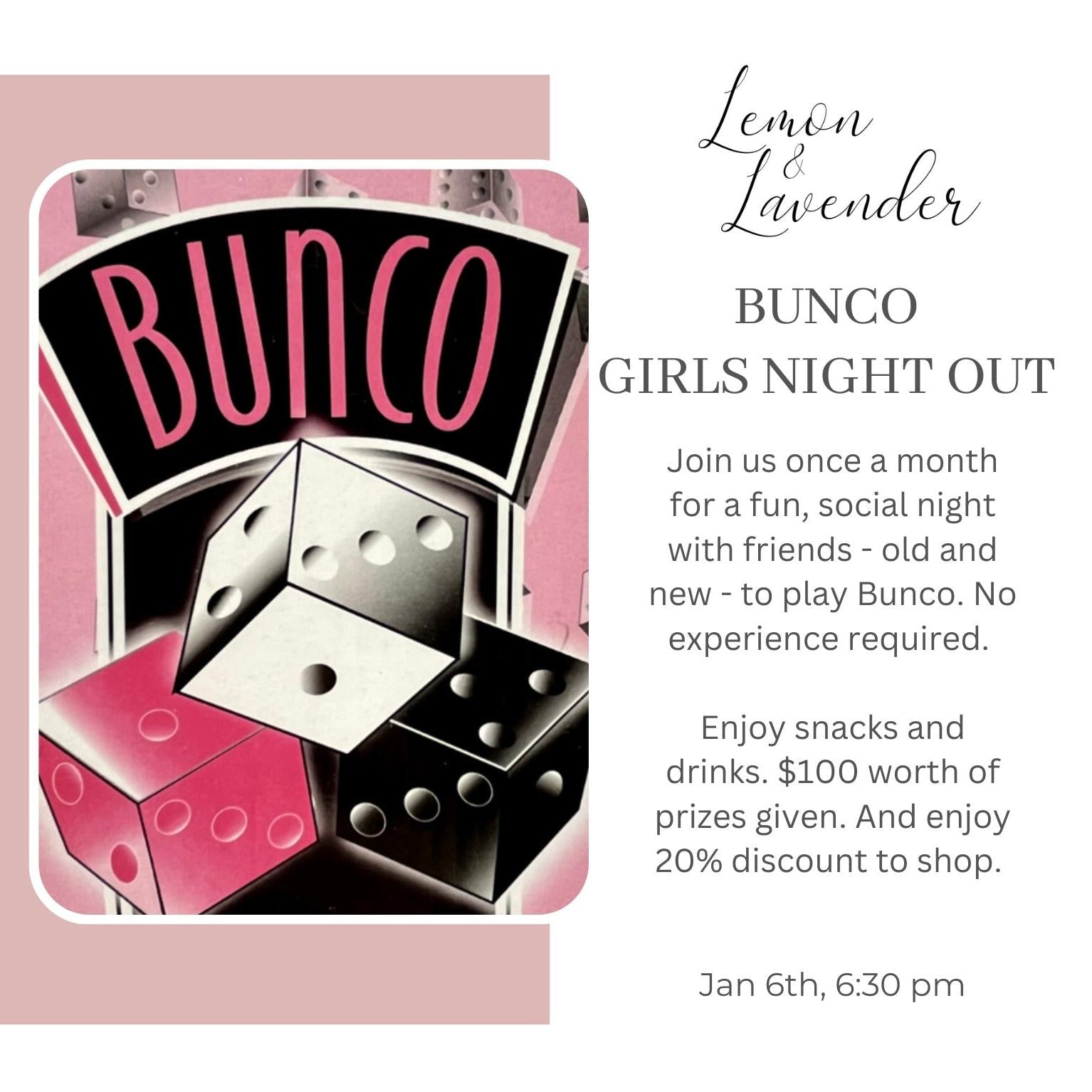 Bunco - January 6th, 6:30 PM