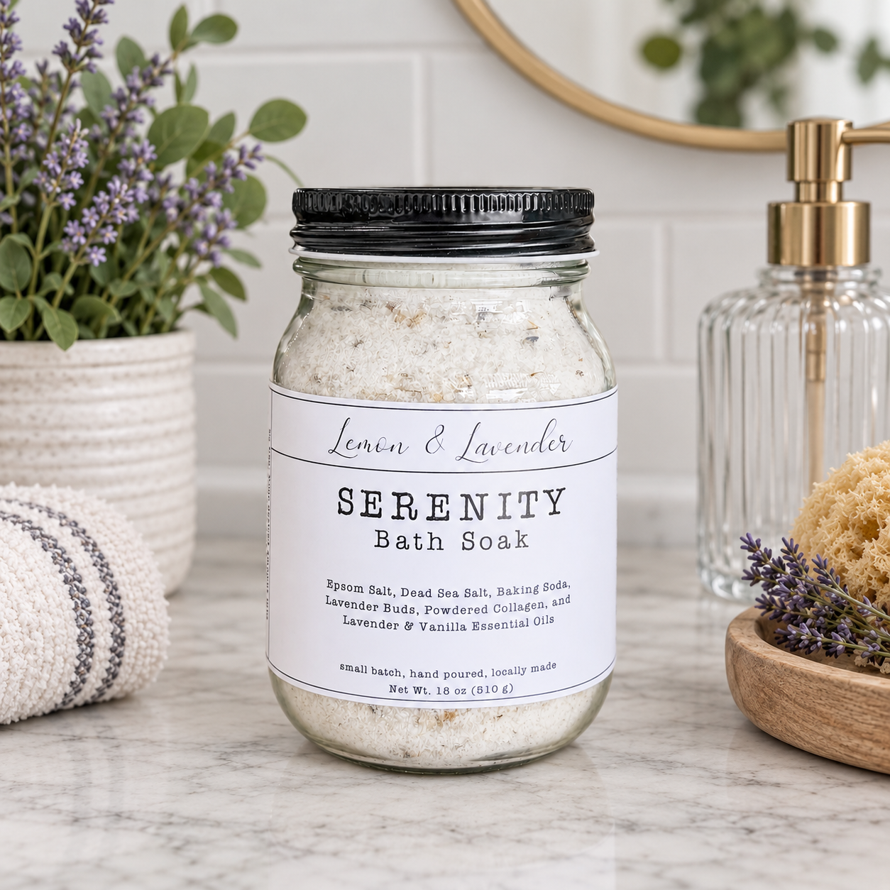 SERENITY Bath Salt Blend - Small Batch by Lemon & Lavender