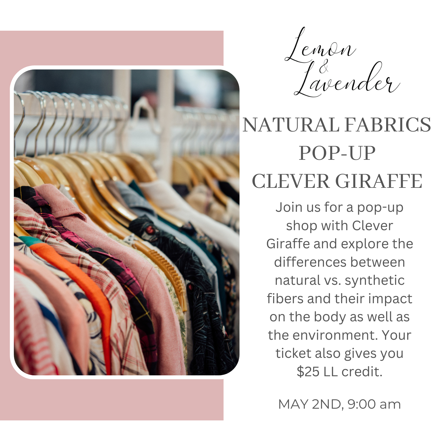 Natural Fabrics Pop-Up + Sustainable Style - May 2nd, 9 am