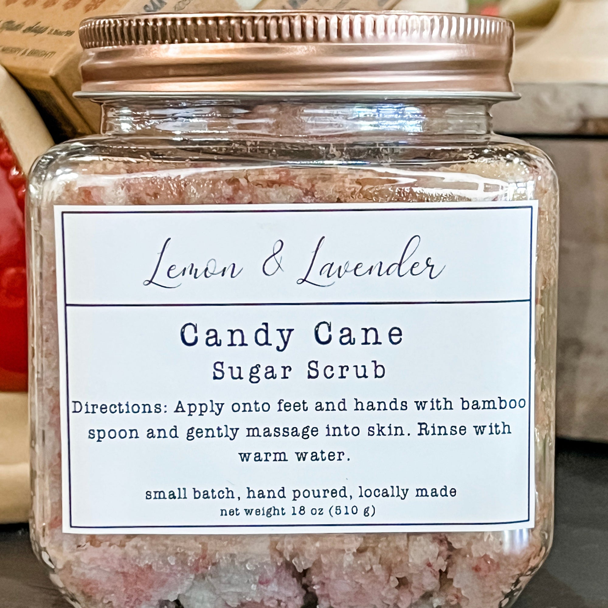 18 oz. Candy Cane Sugar Scrub- Small Batch by Lemon & Lavender