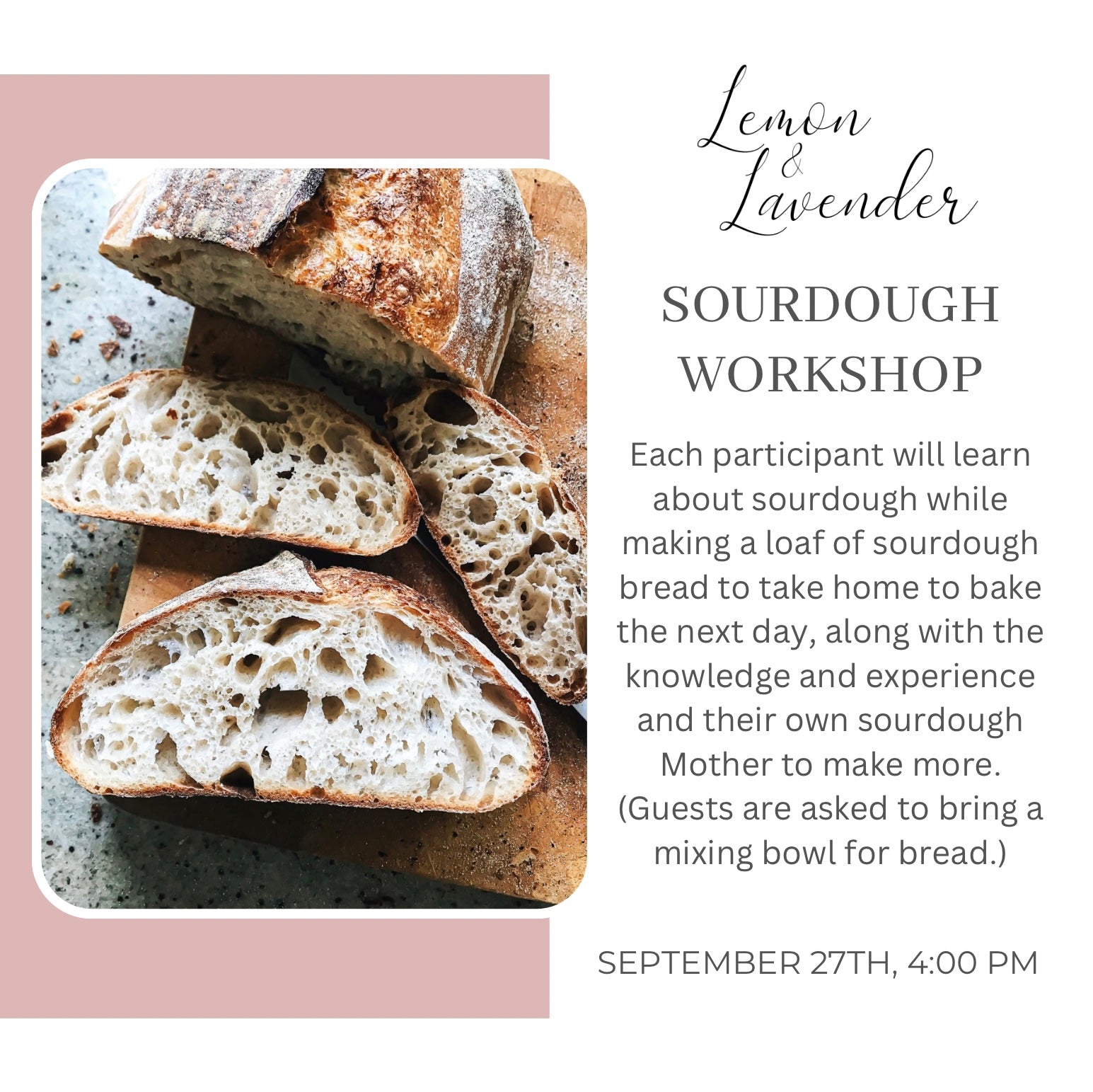 Sourdough 101 Workshop - September 27th, 4:00 pm