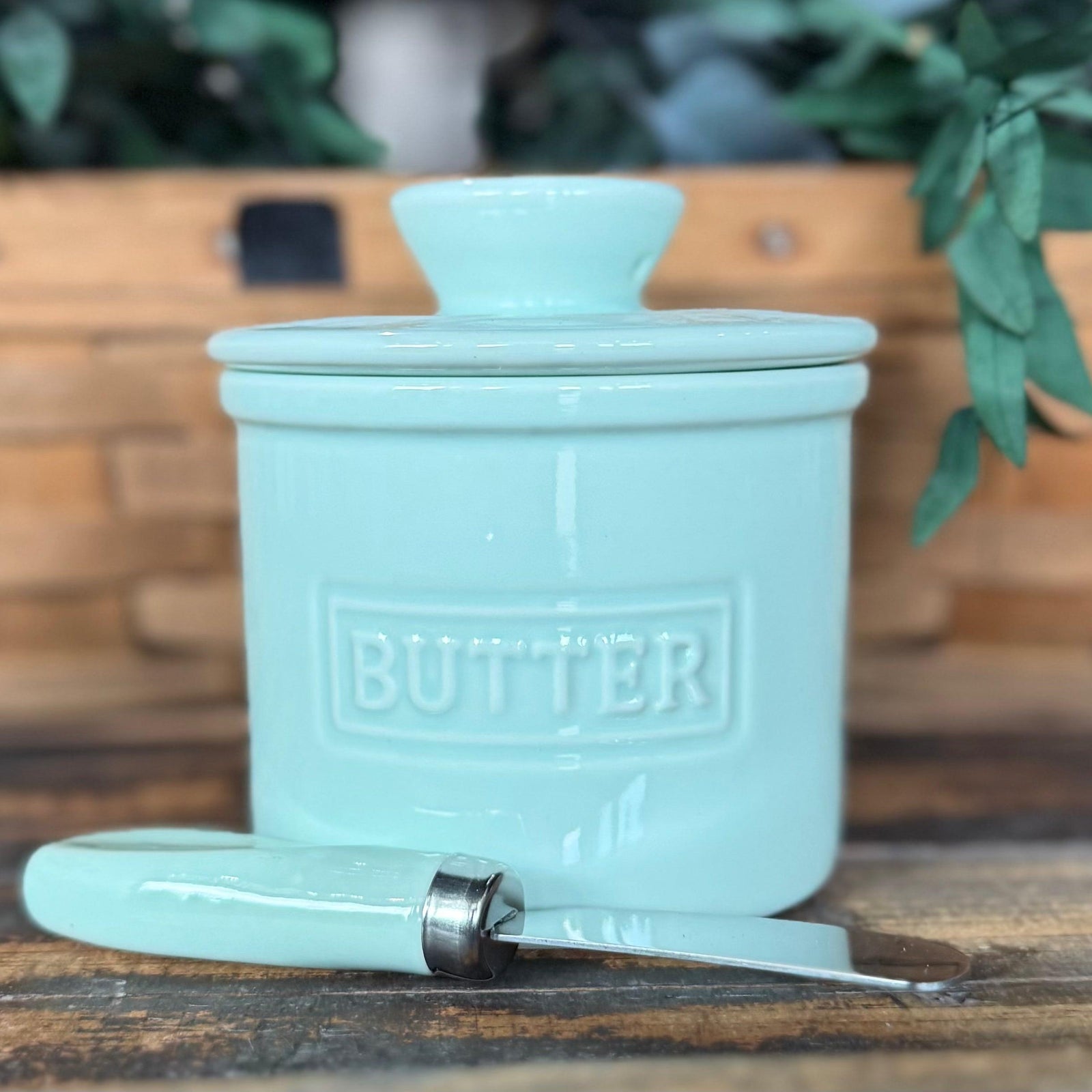 Mint Green Butter Crock