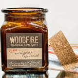 amber apothecary candle by Woodfire. Lemon and Lavender. Soy Candles. Woodwick, zero waste store, refillery