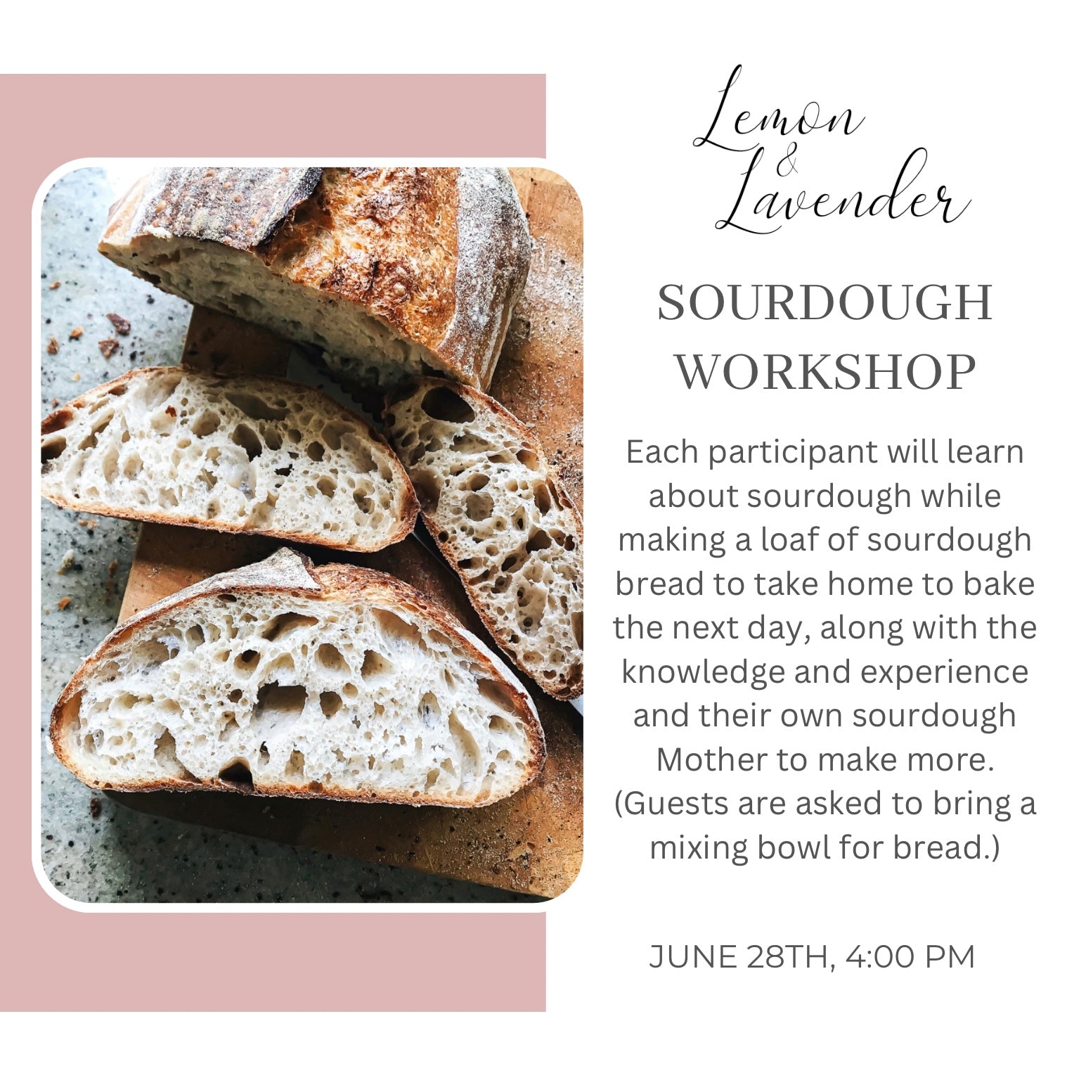 Sourdough 101 Workshop - June 28th, 4:00 pm
