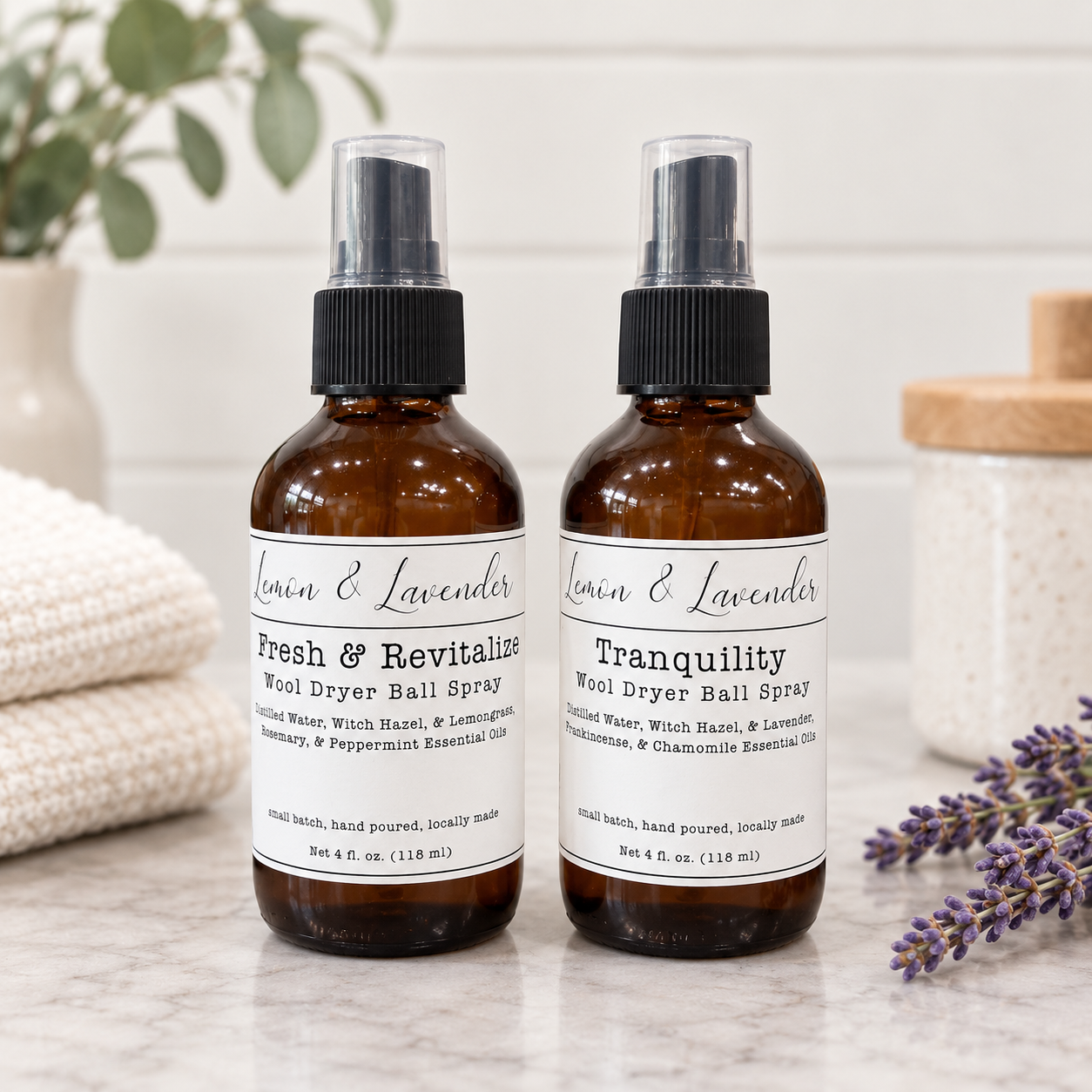 All Natural Wool Dryer Ball Spray - Small Batch by Lemon & Lavender