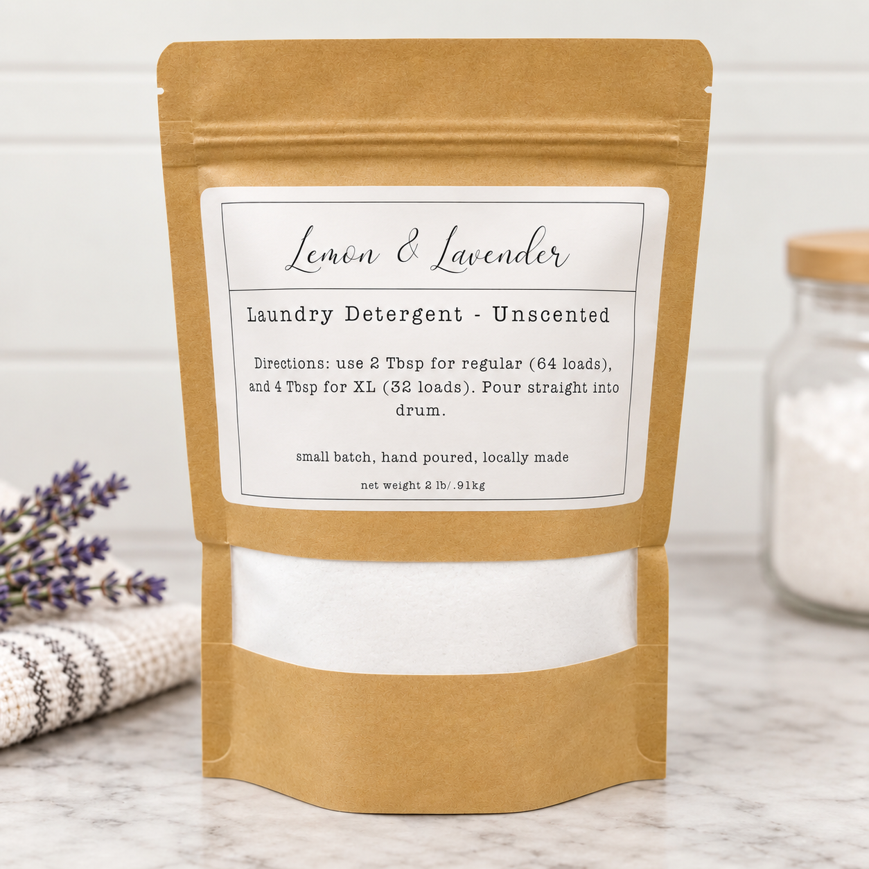2 lb. Powder Laundry Detergent - Unscented - Small Batch by Lemon & Lavender