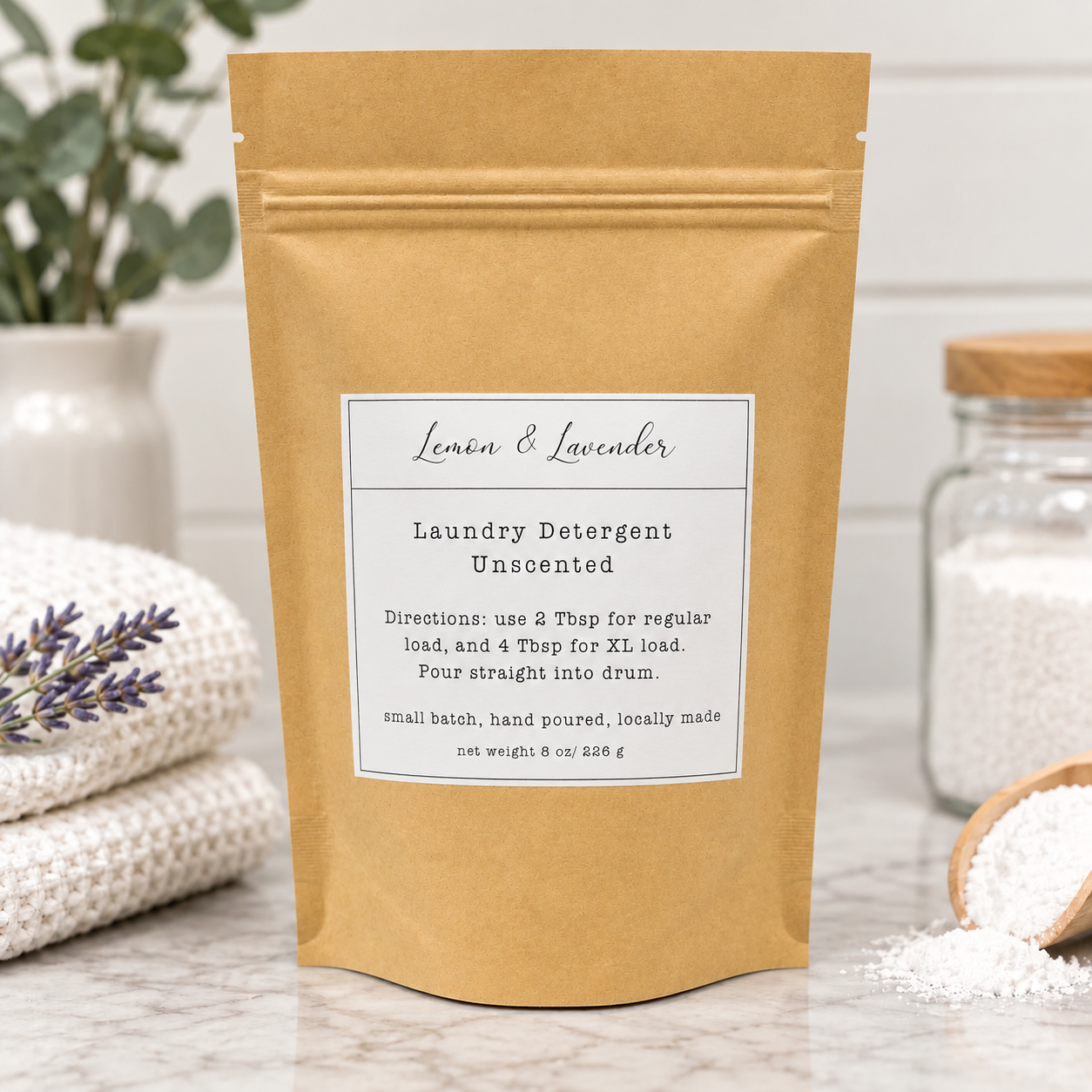 8 oz. Powder Laundry Detergent Trial Size - Unscented - Small Batch by Lemon & Lavender