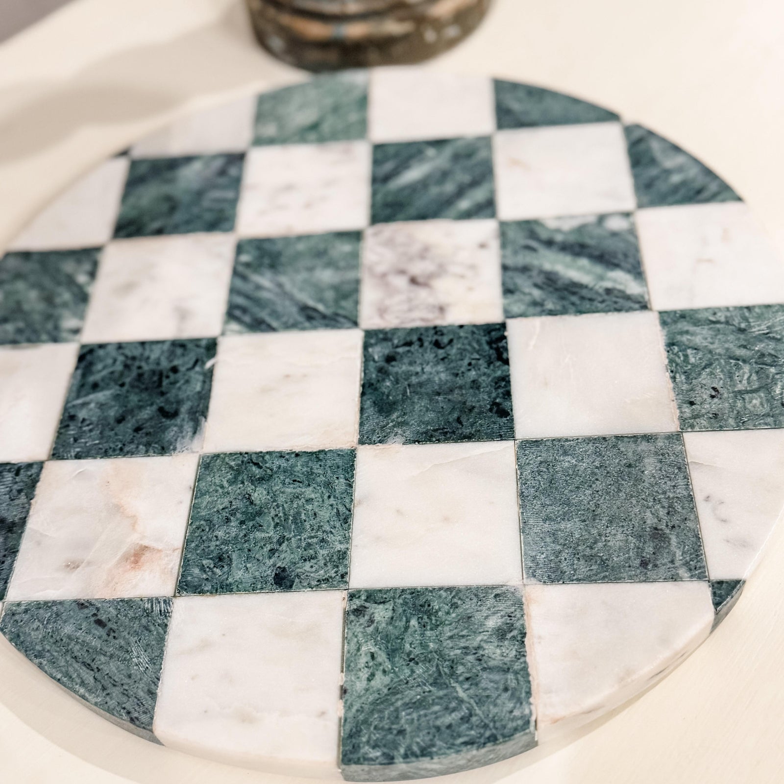 12” Round Checkered Marble Board