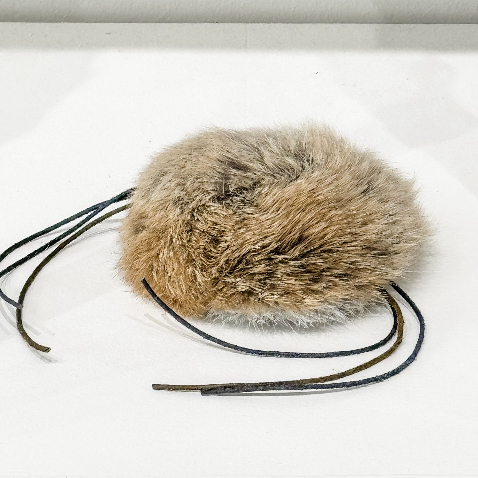 Furwhisker, Cat Toy, Natural Rabbit Fur, Leather Cord - Lemon & Lavender