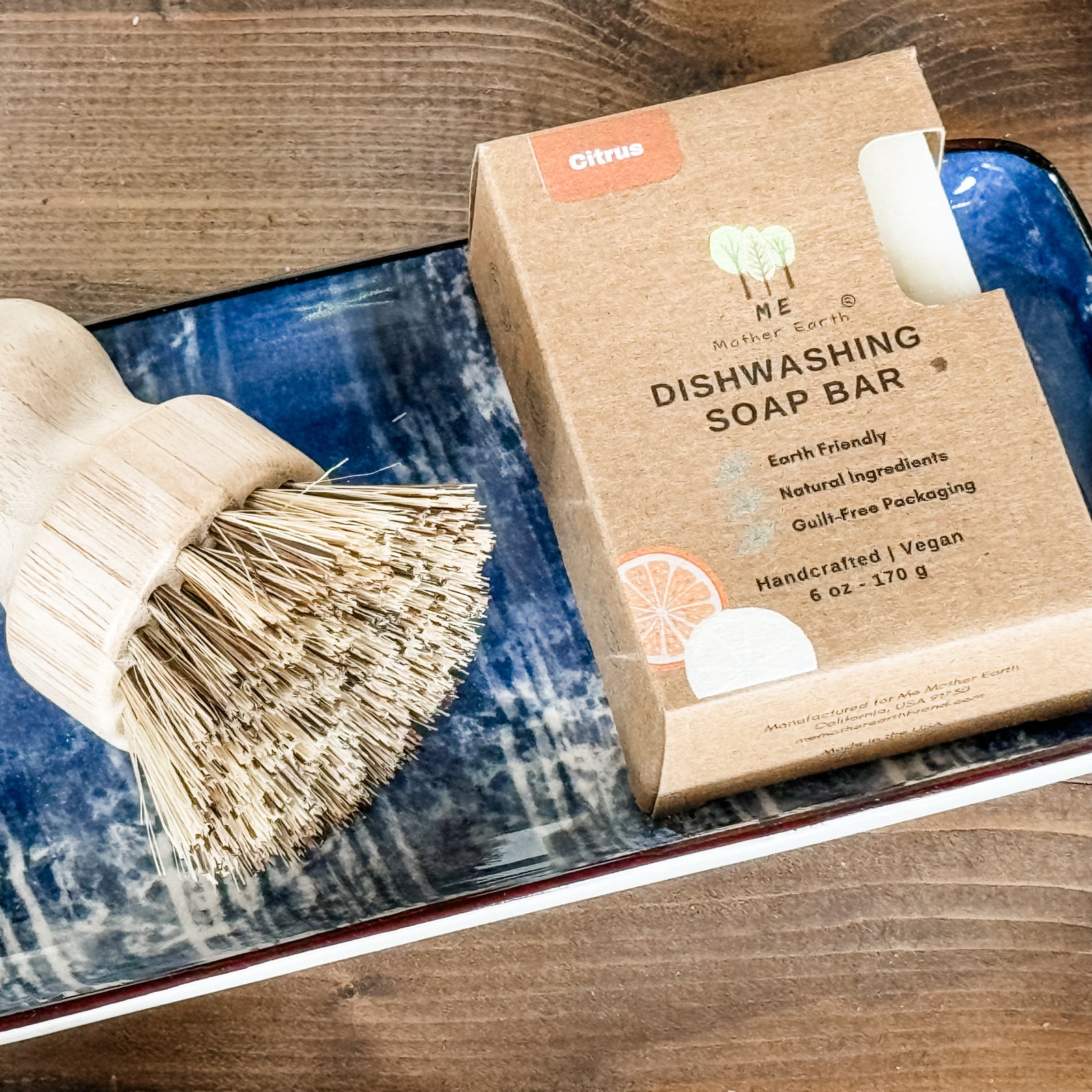 Bamboo and Palm Bristle Kitchen Scrubber - Zero Waste - Lemon & Lavender