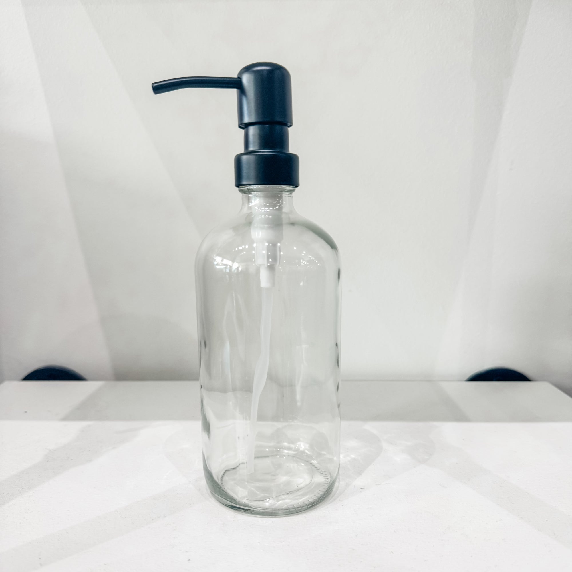 Clear Soap Dispenser with black pump - 16 oz.