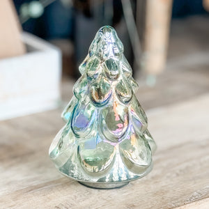 5-1/4 Round x 6-3/4 Tall - Embossed Mercury Glass Tree