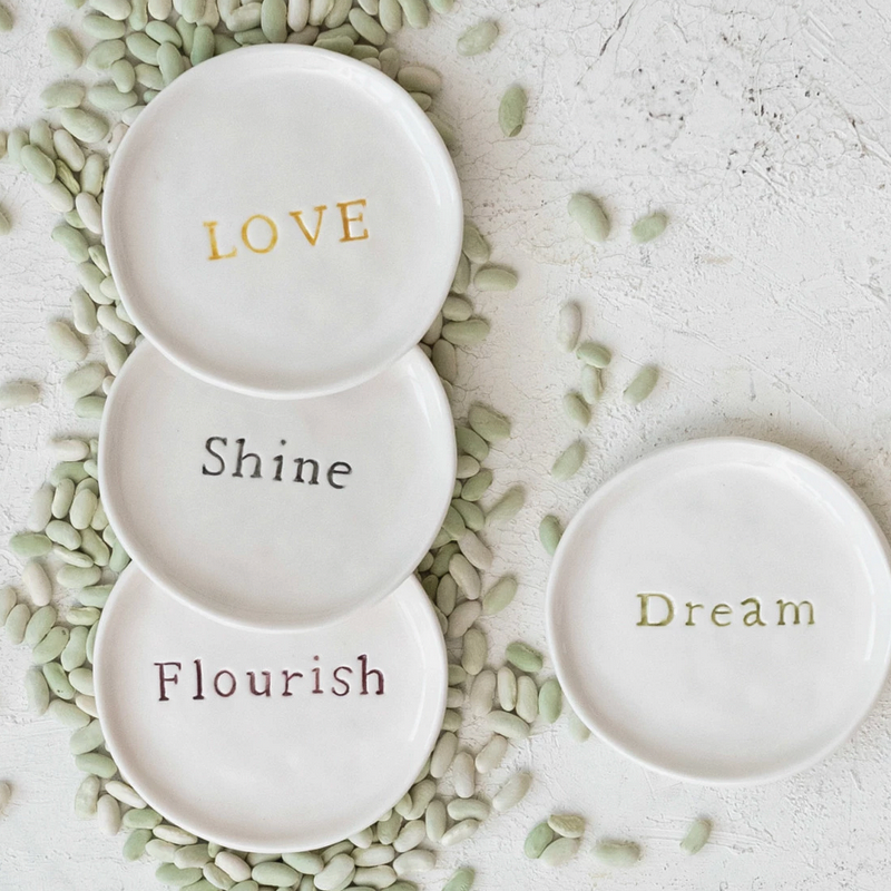 Stoneware Dish with Debossed Words