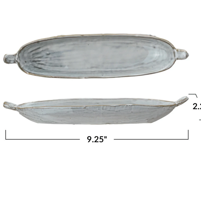 Stoneware Dish with Handles (each one will vary)