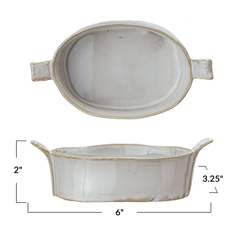 7 oz. Stoneware Mini Baker with Handles (each one will vary)