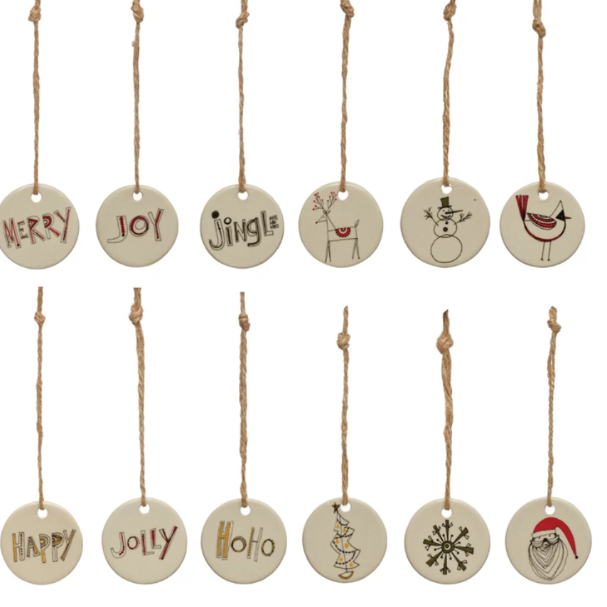 1 3/4 Round Stoneware Tag Ornament