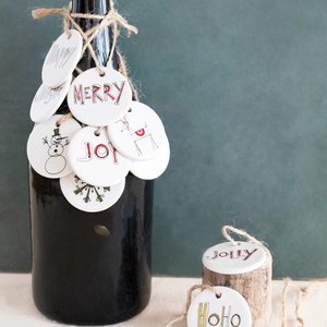 1 3/4 Round Stoneware Tag Ornament