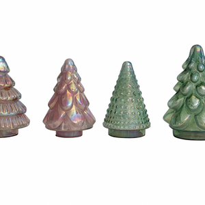 5-1/4 Round x 6-3/4 Tall - Embossed Mercury Glass Tree