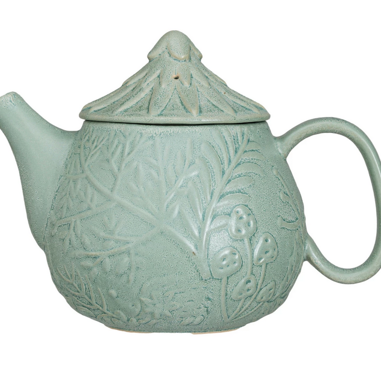 30 oz. Embossed Stoneware Teapot with Strainer