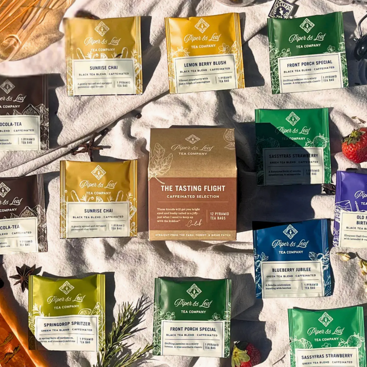 Caffeinated Tea Tasting flight 12 Ct Bags - Piper & Leaf