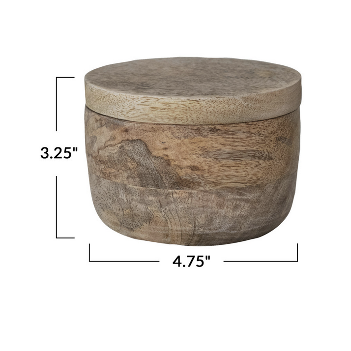 Mango Wood Salt/Pepper Cellar w/ Lid, Natural