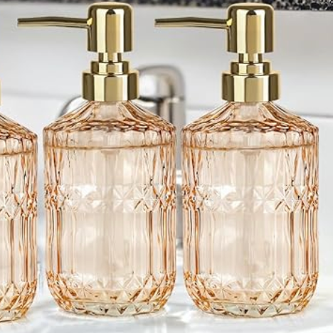 Gold Glass Soap Dispenser - Gold Pump