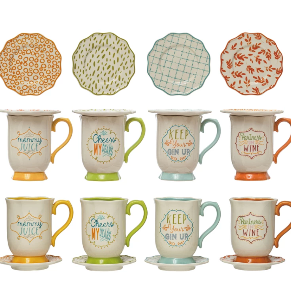 9 oz. Stoneware Mug with Saucer