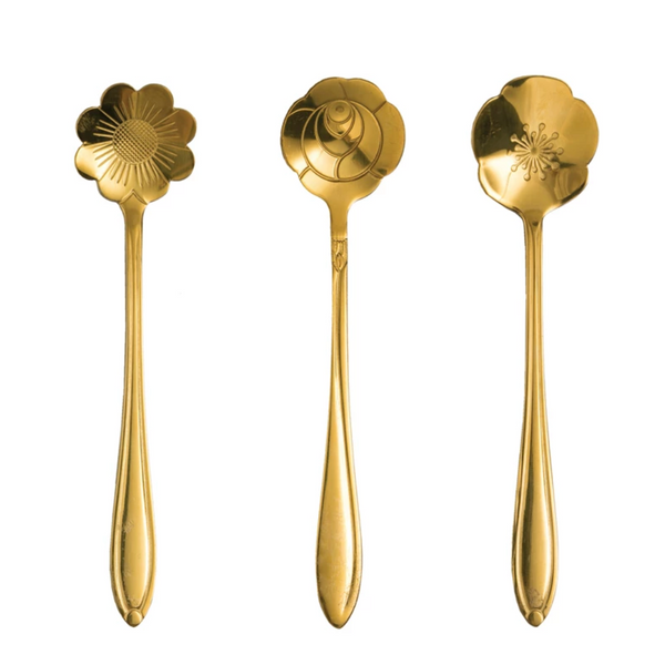Flower Shaped Tea Spoons - Set of 3 - Lemon & Lavender