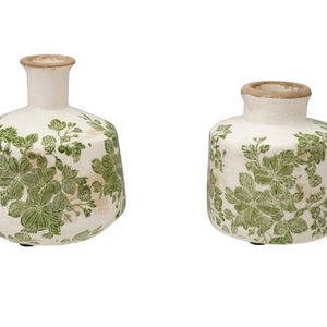 Stoneware Vase with Botanicals